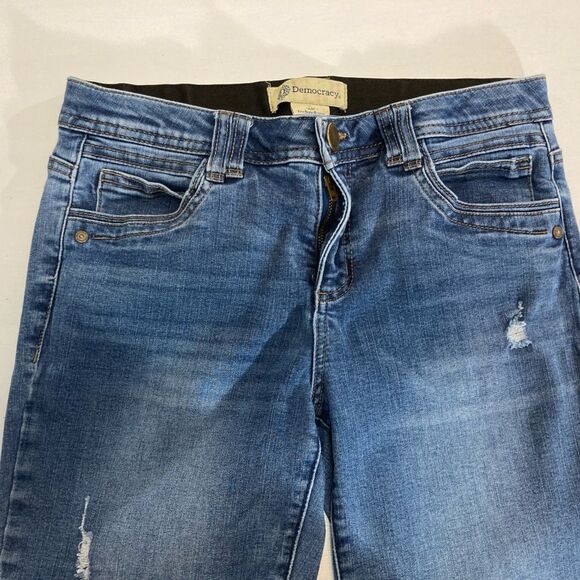 Democracy Jeans Women’s 6 Blue Denim Ab Technology Distressed Raw Hem Casual - Picture 4 of 12